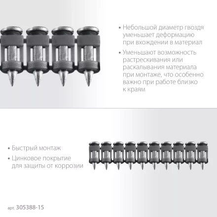 ЗУБР CN 15 х 2.7 мм, гвозди по бетону оцинкованные, 1000 шт (305388-15) купить в Урае