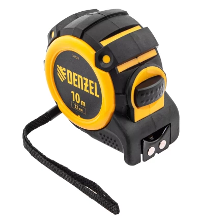 Рулетка Denzel 10м х 32мм, автоматич. фиксац., нейлон. покрытие, магнит. зацеп, двухстор. разметка, 31525 купить в Урае