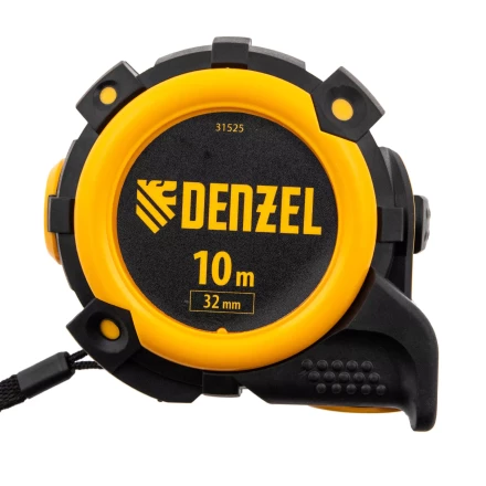 Рулетка Denzel 10м х 32мм, автоматич. фиксац., нейлон. покрытие, магнит. зацеп, двухстор. разметка, 31525 купить в Урае