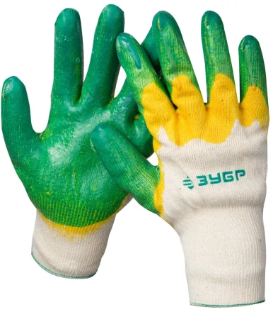 Перчатки ЗУБР &quot;МAСTEP&quot; трикотажные, х/б, двойная обливная ладонь из латекса, S-M 11459-S купить в Урае
