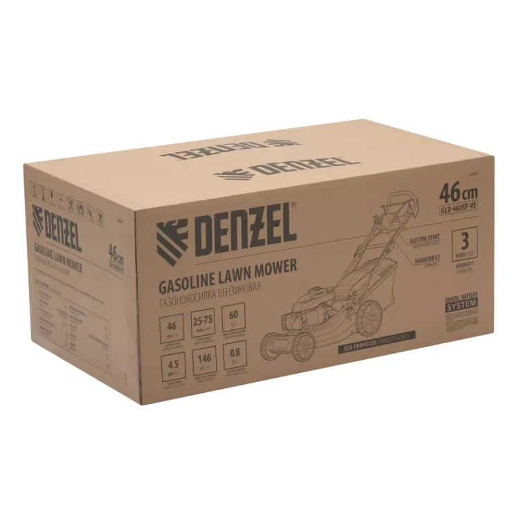 Газонокосилка бензиновая Denzel GLD-460SP-VE, 146 см3, шир. 46см, привод, вариатор, эл.старт, 60 л (58809) купить в Урае