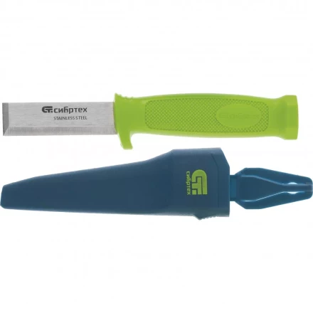 Нож-стамеска с чехлом 195мм лезвие - 75 мм Сибртех 79018 купить в Урае
