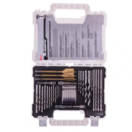 Набор сверл комбинированный по металлу 1-6,5 мм бетону 4-8 мм дереву 4-10 мм перки биты 20 шт адаптер головки 2 шт зенковка 50 предметов Pro Matrix 725650 купить в Урае