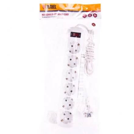 Удлинитель бытовой с заземлением и выключателем 2 м 6 розеток 10 A серия УХз10 Denzel 95980 купить в Урае