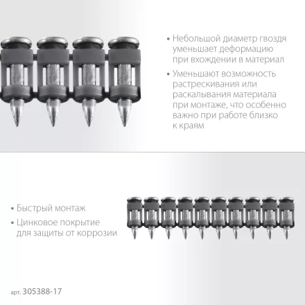 ЗУБР CN 17 х 2.7 мм, гвозди по бетону оцинкованные, 1000 шт (305388-17) купить в Урае