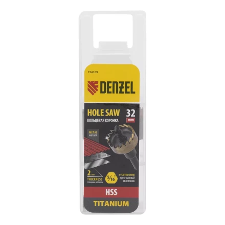 Коронка по металлу HSS, 32 мм, нитридтитановое покрытие Denzel 724109 купить в Урае
