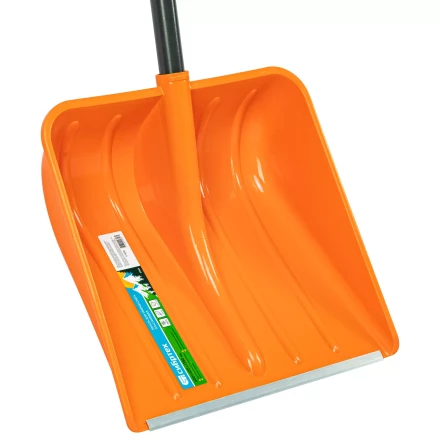 Лопата для уборки снега пластиковая Сибртех, 400х405х1380 мм, стальной черенок, усиленная 61666 купить в Урае