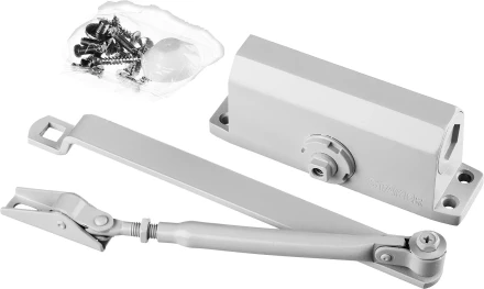 Доводчик дверной STAYER, для дверей массой до 40 кг, цвет белый 37916-50 купить в Урае