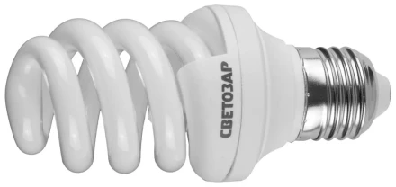 Энергосберегающая лампа СВЕТОЗАР &quot;ЭКОНОМ&quot; спираль,цоколь E27(стандарт),Т3,теплый белый свет(2700 К), 8000час, 12Вт(60) 44352-12_z01 купить в Урае
