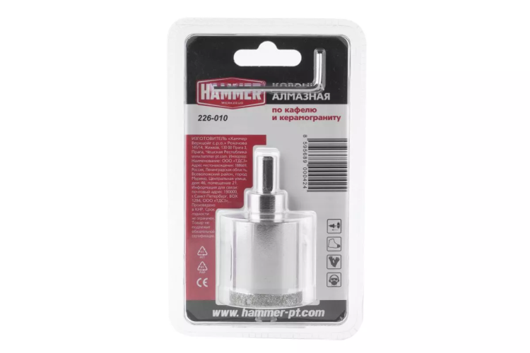 Коронка алмазная HAMMER Ф35мм HEX (DHS 35.0*65/5) купить в Урае