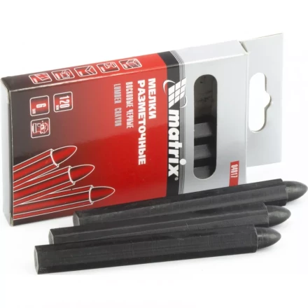 Мелки разметочные восковые черные 120мм коробка 6штук MATRIX 84817 купить в Урае