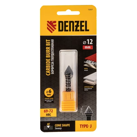 Борфреза по металлу твердосплавная, зенкер 60 град., тип-J, 12 мм// Denzel 72057 купить в Урае