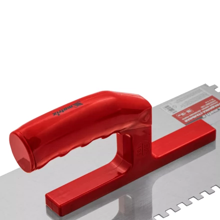 Гладилка из нержавеющей стали, 280 х 130 мм, зеркальная полировка, пластмассовая ручка, зуб 6 х 6 мм Matrix 86781 купить в Урае