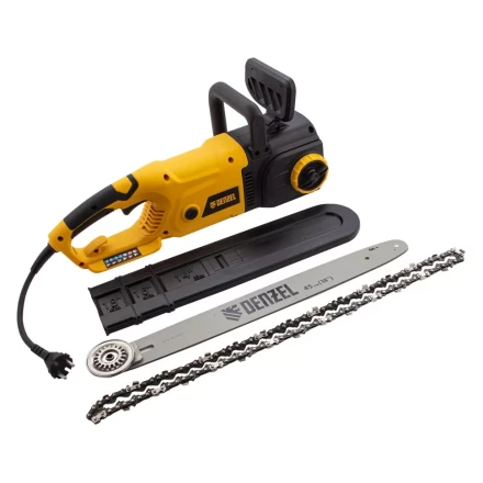 Пила цепная электрическая Denzel EDS-2200 2.2 кВт продольная шина 45 см шаг 3/8 паз 1.3 мм 62 звена 95619 купить в Урае