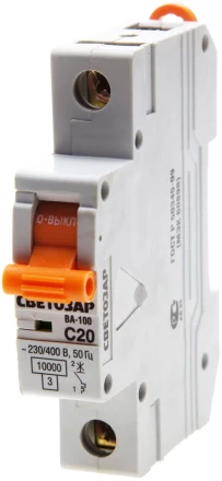 Выключатель автоматический СВЕТОЗАР 1-полюсный, 25 A, &quot;C&quot;, откл. сп. 10 кА, 230 / 400 В SV-49071-25-C купить в Урае