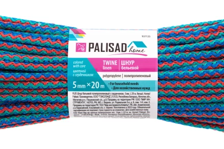 Шнур бельевой полипропиленовый с сердечником, 5 мм L 20 м, цветной, Home Palisad 937135 купить в Урае