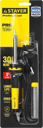 Паяльник с двухкомпонентной рукояткой и долговечным жалом, STAYER &quot;PROFI&quot; PROTerm, 55300-30, в комплекте (припой и подставка), 30 Вт, конус 55300-30 купить в Урае