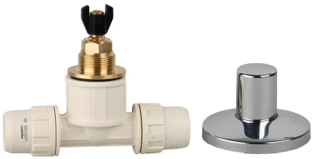 Кран ЗУБР &quot;ШиреФит&quot; запорный в сборе &quot;штуцер с гайкой - кран запорный - штуцер с гайкой&quot;, 20мм 51570-20 купить в Урае