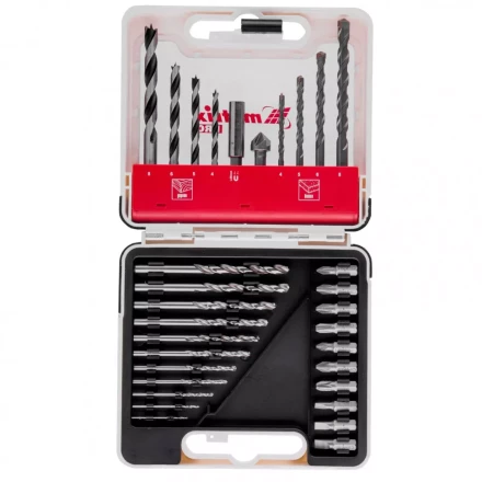 Набор сверл комбинированный сверла по металлу 1-6 мм бетону 4-8 мм дереву 4-8 мм биты 10 шт адаптер зенковка 31 предмет Pro Matrix 725631 купить в Урае