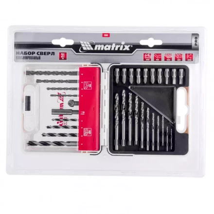 Набор сверл комбинированный сверла по металлу 1-6 мм бетону 4-8 мм дереву 4-8 мм биты 10 шт адаптер зенковка 31 предмет Pro Matrix 725631 купить в Урае