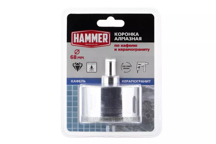 Коронка алмазная HAMMER Ф68мм HEX (DHS 68.0*65/5) купить в Урае