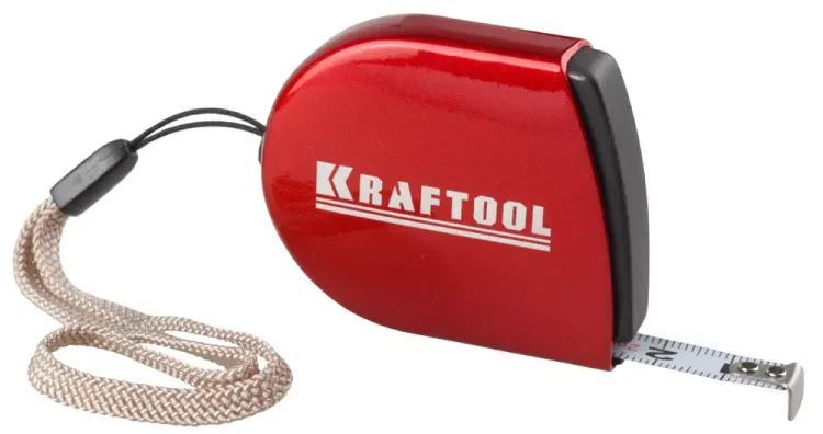 Рулетка KRAFTOOL, компактная, автостоп, цельнометрический корпус, с ремешком, 2мх8мм 34149-02 купить в Урае