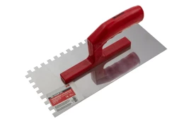 Гладилка из нержавеющей стали, 280 х 130 мм, зеркальная полировка, пластмассовая ручка, зуб 8 х 8 мм Matrix 86782