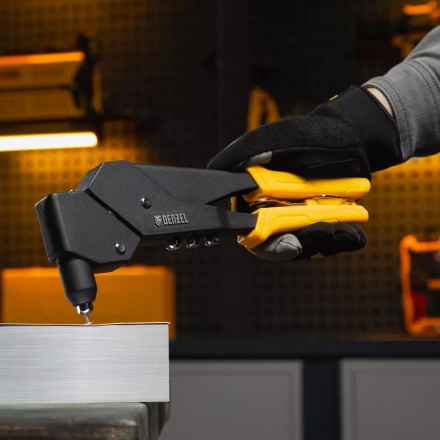 Заклепочник ручной Denzel, 285 мм, поворотный, 0-360, заклепки 2,4-3,2-4,0-4,8 мм, купить в Урае