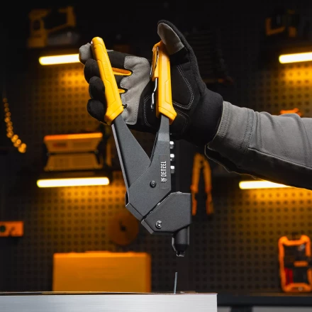 Заклепочник ручной Denzel, 285 мм, поворотный, 0-360, заклепки 2,4-3,2-4,0-4,8 мм, купить в Урае