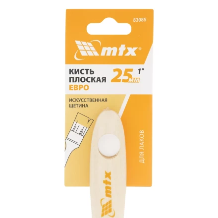 Кисть плоская для лаков &quot;Евро&quot; 1&quot;, искусственная щетина, деревянная ручка MTX 83085 купить в Урае