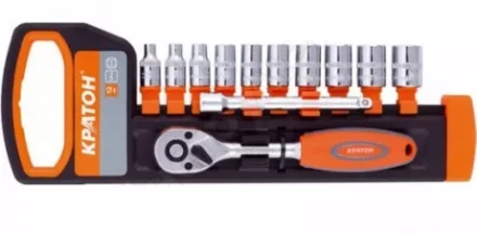 Набор торцевых головок  1/2&quot; 10-24мм с трещеточным ключом 12 предметов  Кратон 2 28 08 016 купить в Урае