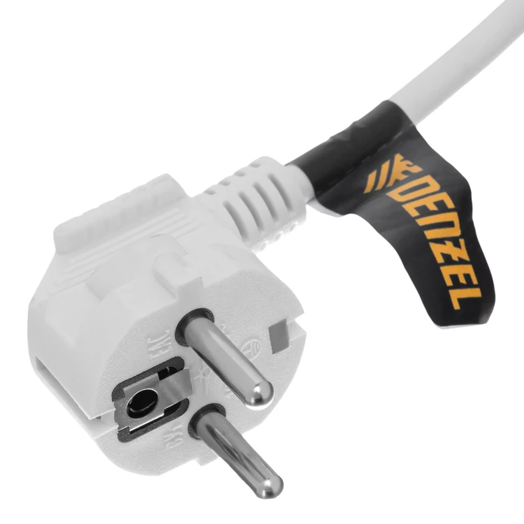 Шнур сетевой Denzel Energy Series, ПВС, 3 м, 3 x 1 мм, с неразборной вилкой, белый, 3 м, 37666 купить в Урае