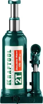 Домкрат гидравлический бутылочный &quot;Double Ram&quot;, сварной, телескопический, 2т, 170-380мм, KRAFTOOL 43463-2 43463-2 купить в Урае