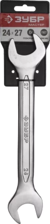 Ключ ЗУБР &quot;МАСТЕР&quot; гаечный рожковый, Cr-V сталь, хромированный, 24х27мм 27010-24-27 купить в Урае