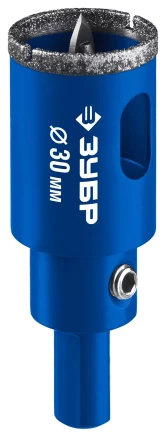 ЗУБР АГК d 30 мм (центр. сверло, трехгр. хвост, Р60), Алмазная коронка, Профессионал (29850-30) купить в Урае