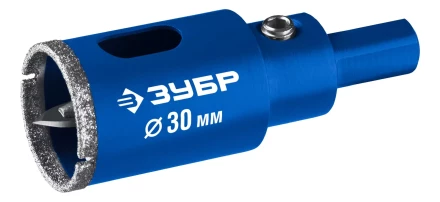 ЗУБР АГК d 30 мм (центр. сверло, трехгр. хвост, Р60), Алмазная коронка, Профессионал (29850-30) купить в Урае