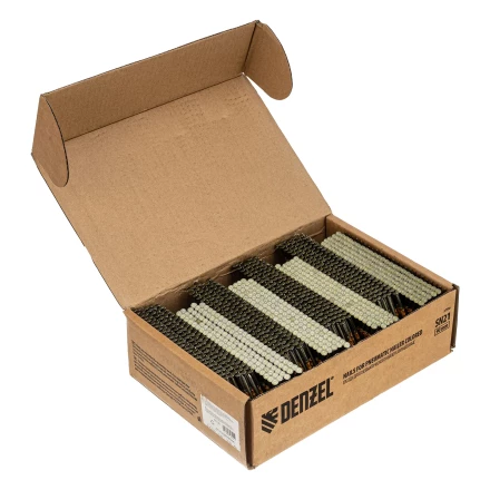 Гвозди для пнев. нейлера крашен. длина 90 мм диаметр 3.05 мм 2000 шт  Denzel 57700 купить в Урае