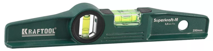 Уровень KRAFTOOL "SUPERKRAFT-M" литой, 2 ампулы, 0,5 мм/м, 250 мм 34717-025 купить в Урае