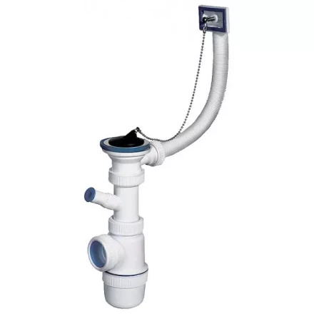 Сифон ЗУБР &quot;ЭКСПЕРТ&quot; колбовый для моек и раковин, выпуск - нержавеющая чашка, перелив, отвод для стиральной машины 51819 купить в Урае