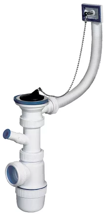 Сифон ЗУБР &quot;ЭКСПЕРТ&quot; колбовый для моек и раковин, выпуск - нержавеющая чашка, перелив, отвод для стиральной машины 51819 купить в Урае