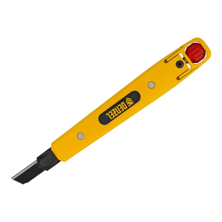 Нож Denzel, 9 мм, сменное лезвие, SK4, алюминиевый корпус, торцевой зажим, 78901 купить в Урае