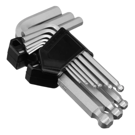 Набор ключей имбусовых, HEX, 2-12 мм, CrV, 9 шт., с шаром Сибртех 123637 купить в Урае