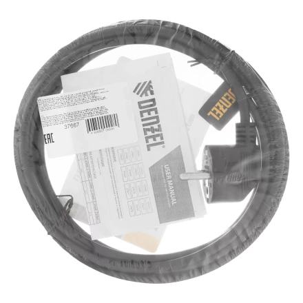 Шнур сетевой Denzel Energy Series, ПВС, 3 м, 3 x 1 мм, с неразборной вилкой, черный, 3 м, 37667 купить в Урае