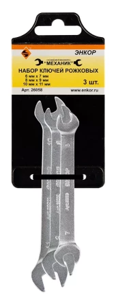 Набор ключей рожковых 3шт Энкор 26058 26058 купить в Урае