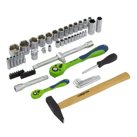 Набор инструментов 76 предметов CrV, 1/2&quot;, 1/4&quot; Сибртех 13528 купить в Урае