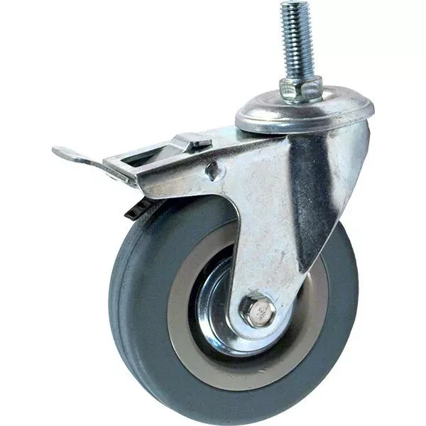 Аппаратное поворотное колесо с тормозом с болтом HITCH 50*18 резина серая SCtgb25 (SZ084828) купить в Урае