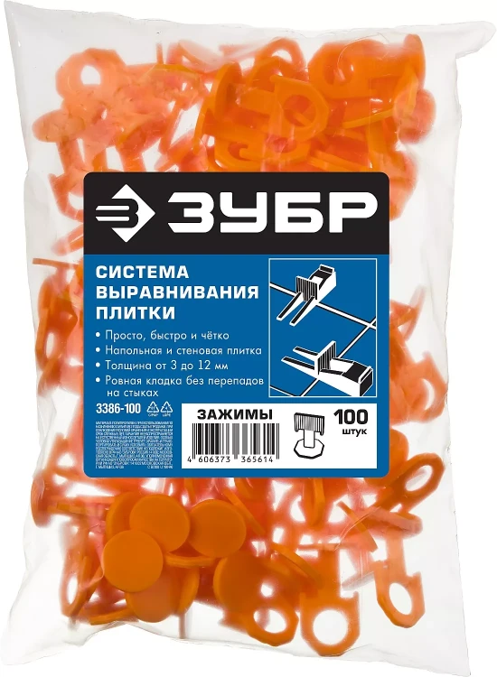 ЗУБР СВП, 1,7 мм, зажим, 100 шт, система выравнивания плитки (3386-100) купить в Урае