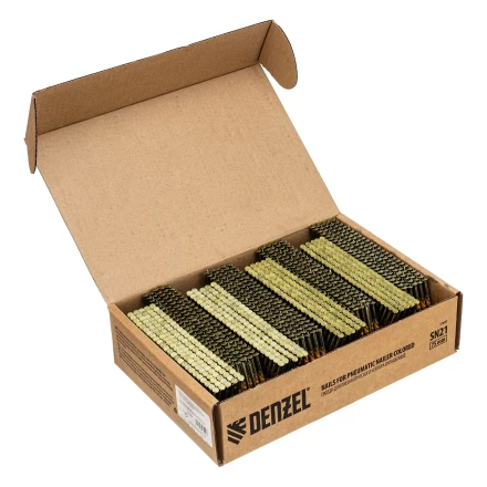 Гвозди для пнев. нейлера крашен. длина  75 мм диаметр  3.05 мм 2000 шт Denzel 57697 купить в Урае