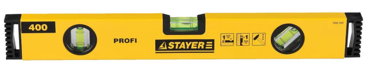 Уровень STAYER "PROFI" "PROFILevel" коробчатый усиленный, фрезерованный, 3 противоударных ампулы, 40см 3466-040 купить в Урае