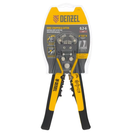Щипцы для зачистки электропроводов 0,2-6 мм2, функция обрезания проводов Denzel 17742 купить в Урае